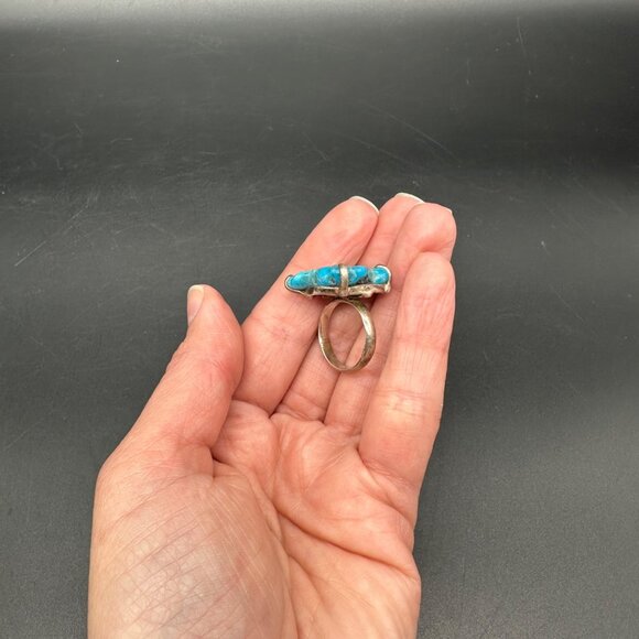 Vintage Sterling Silver Faux Turquoise Ring 925 Western Southwestern Size 6 Jewe - Picture 12 of 12